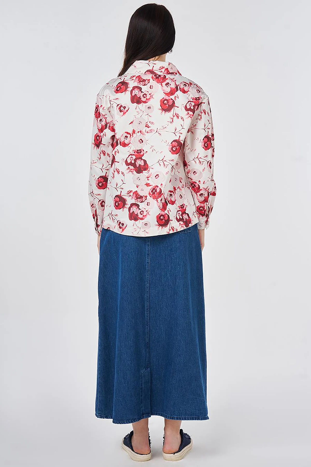 Floral Pattern Cotton Jacket Cream