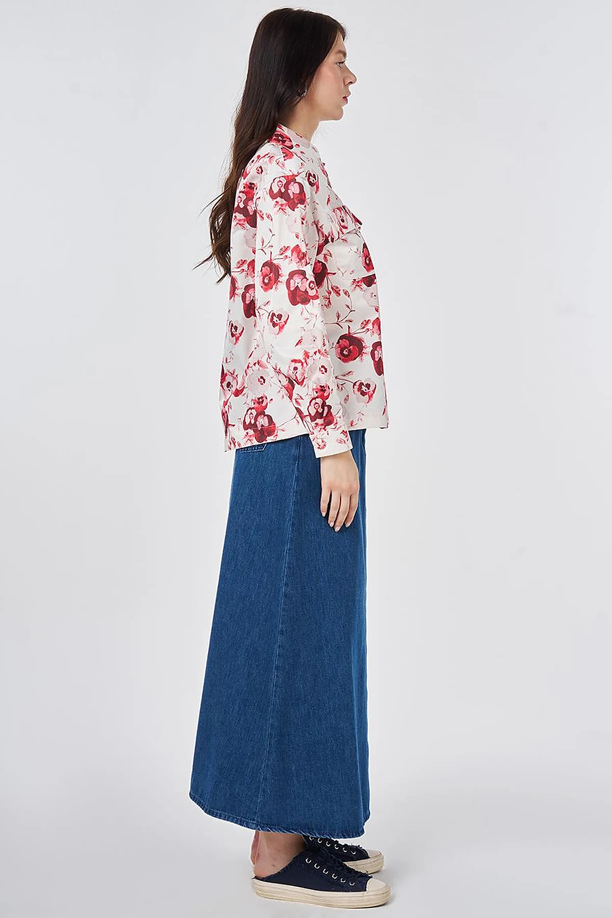 Floral Pattern Cotton Jacket Cream