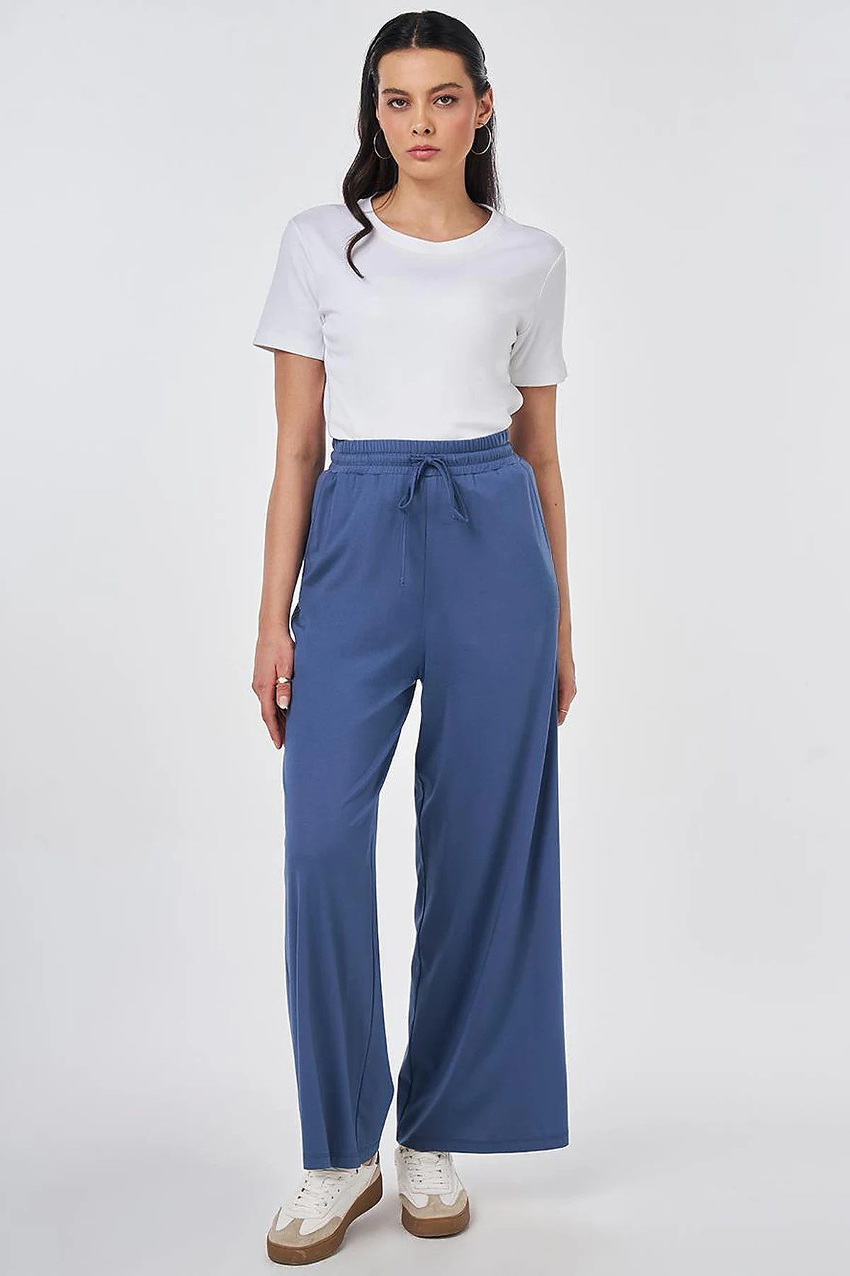 Relaxed Fit Rayon Trousers Indigo