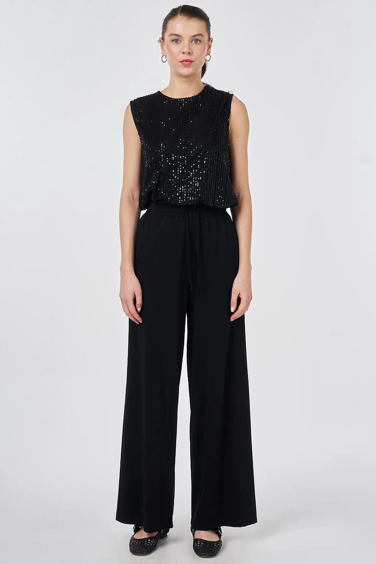 Relaxed Fit Rayon Trousers Black