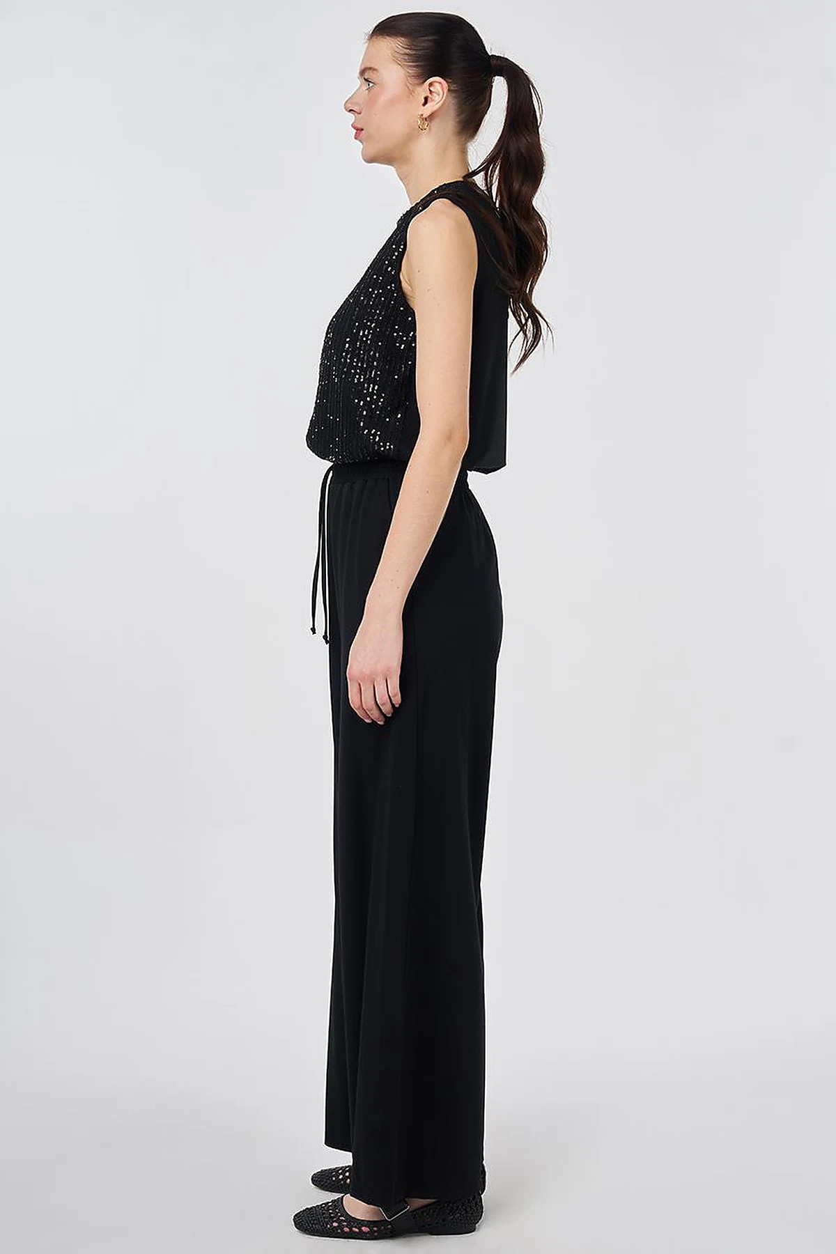 Relaxed Fit Rayon Trousers Black