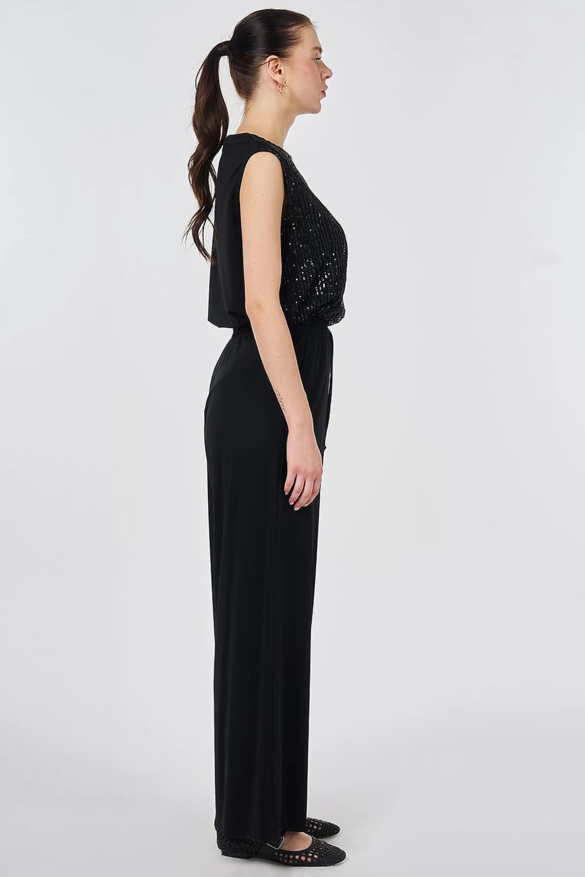 Relaxed Fit Rayon Trousers Black