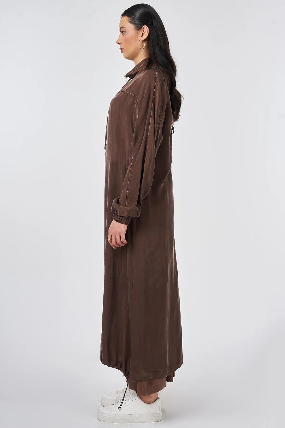 100% Lyocell High Collar Throw-On Chocolate