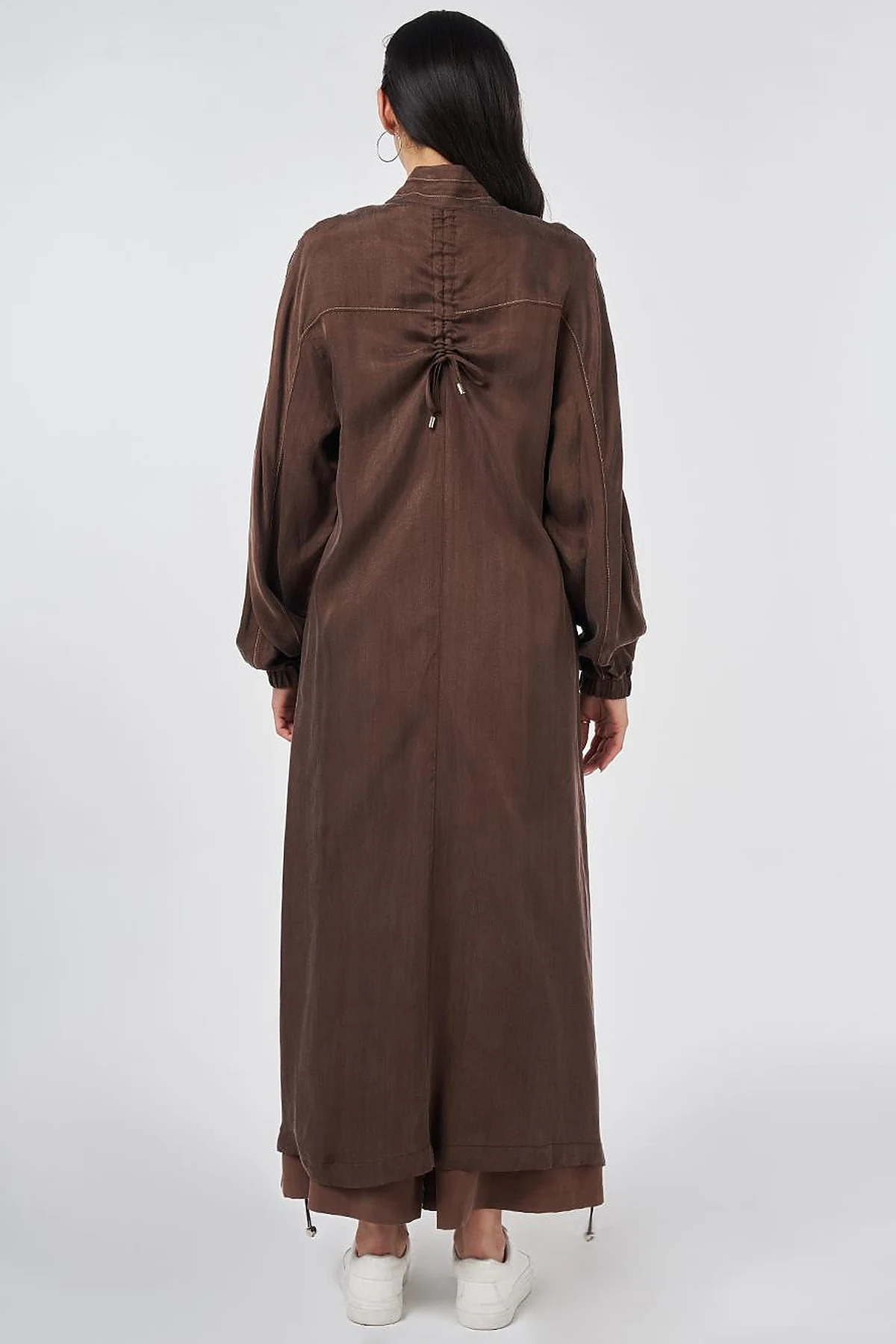 100% Lyocell High Collar Throw-On Chocolate