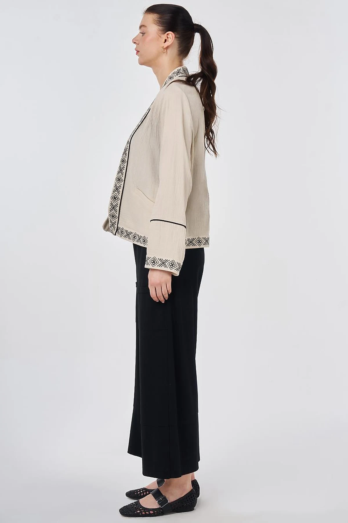 100% Cotton Ethnic Pattern Kimono with Stone