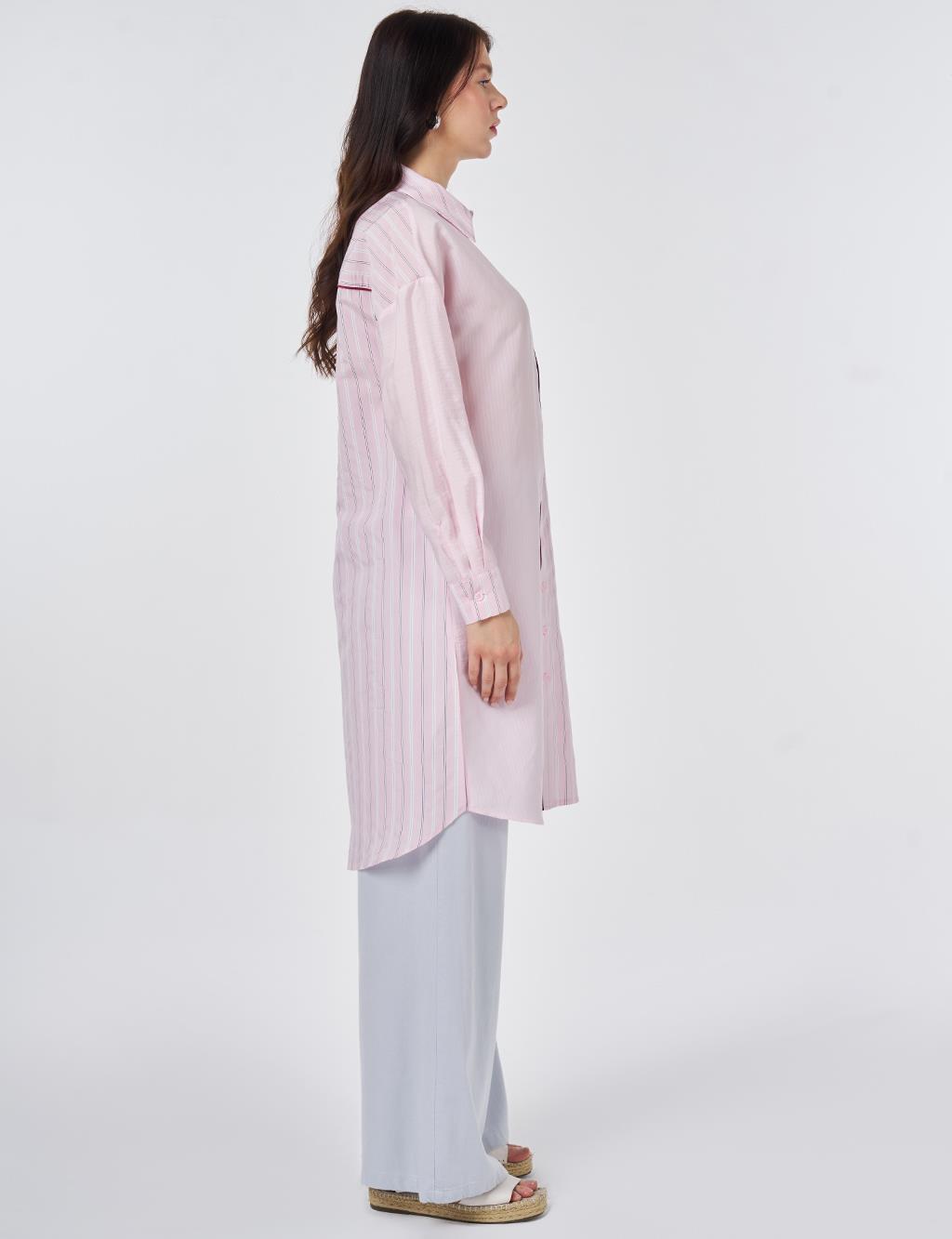 Shirt Collar Modal Long Tunic Powder