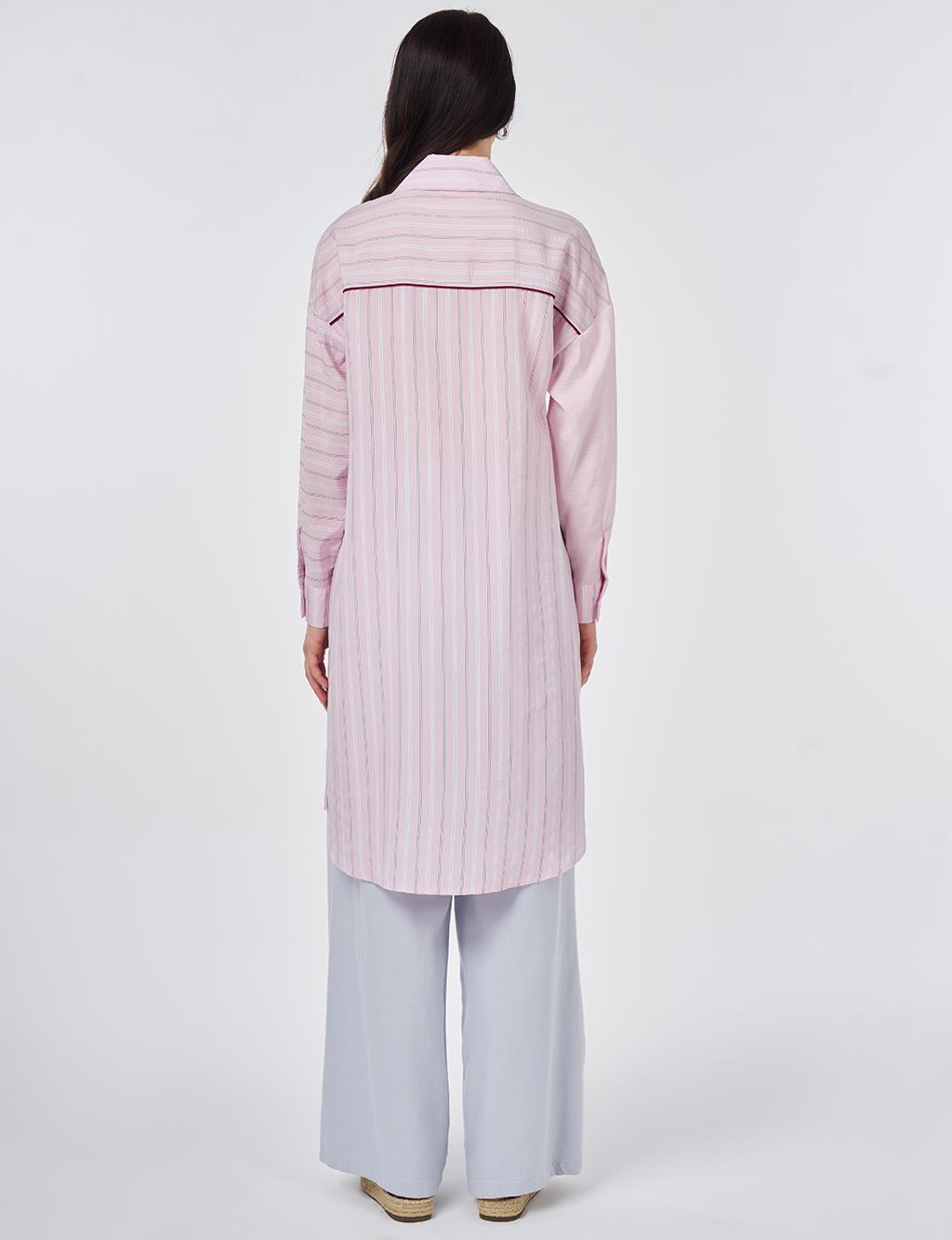 Shirt Collar Modal Long Tunic Powder