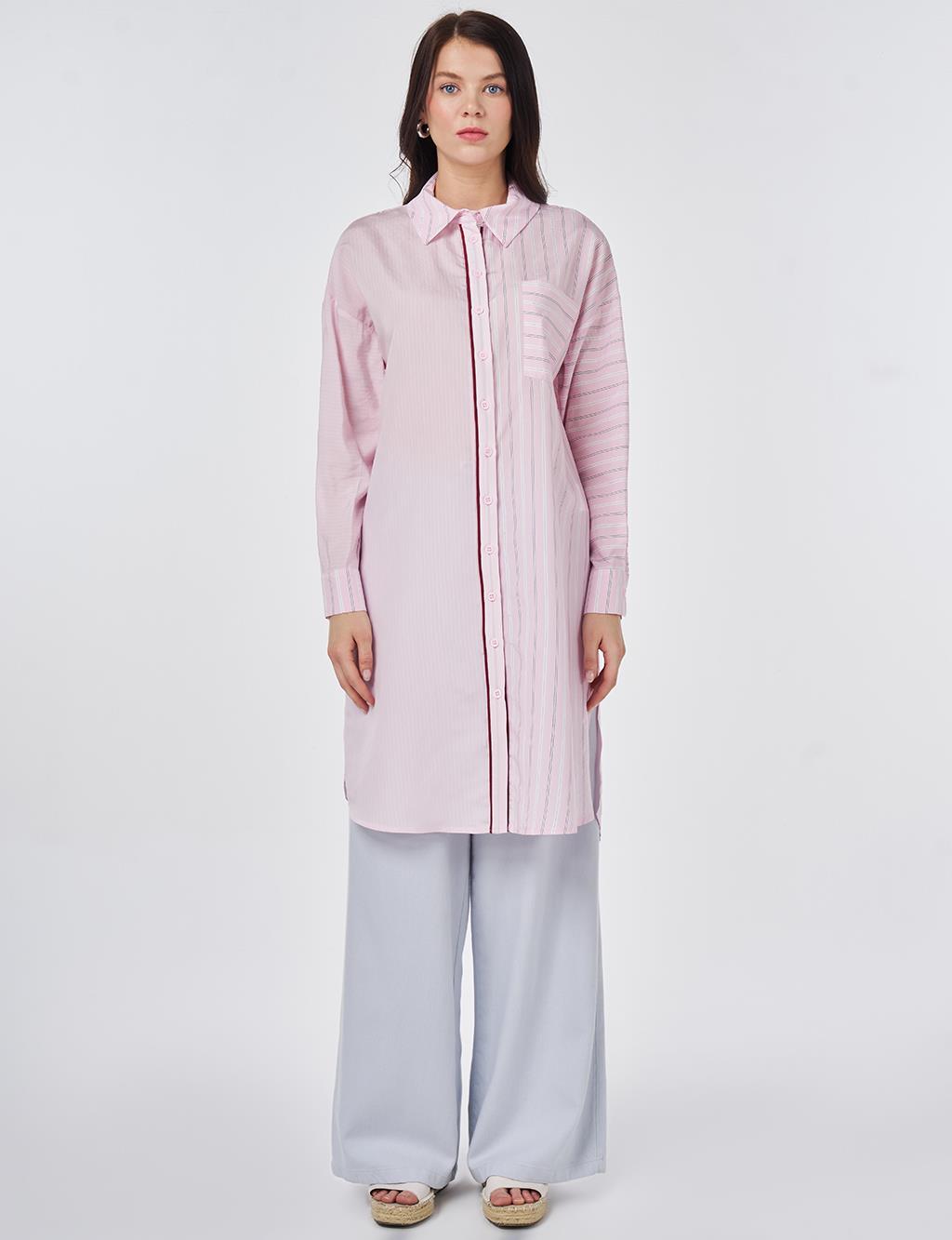 Shirt Collar Modal Long Tunic Powder