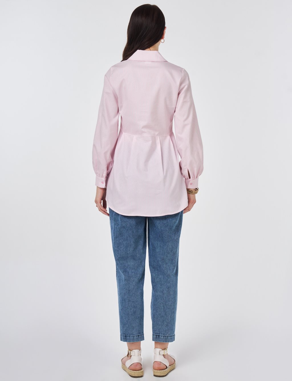 Pile Detaylı Pamuklu Tunik Şeker Pembe
