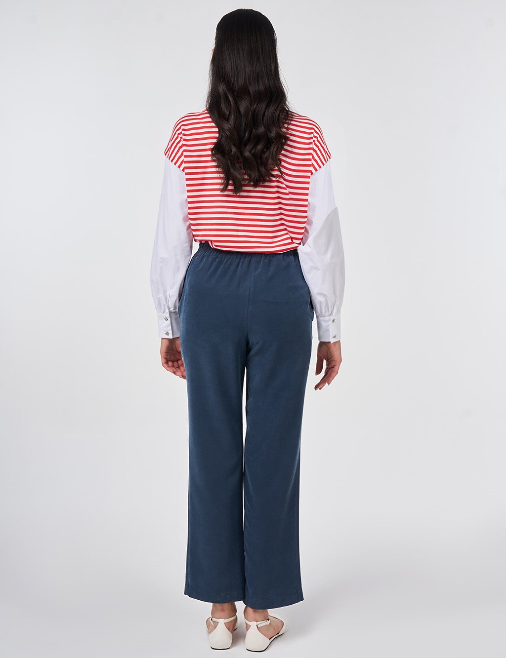 Elastic Waist Modal Trousers Dark Navy