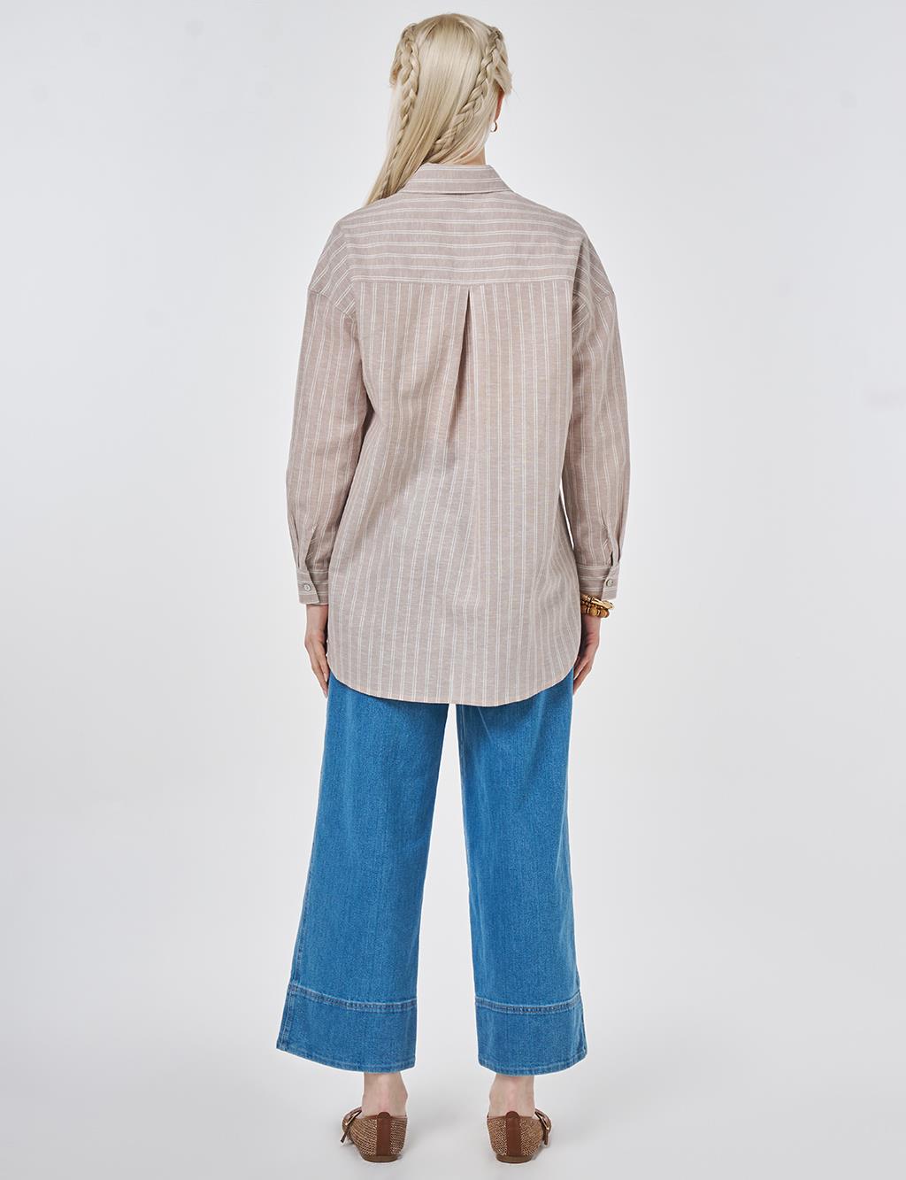 Striped Cotton Linen Tunic Mink