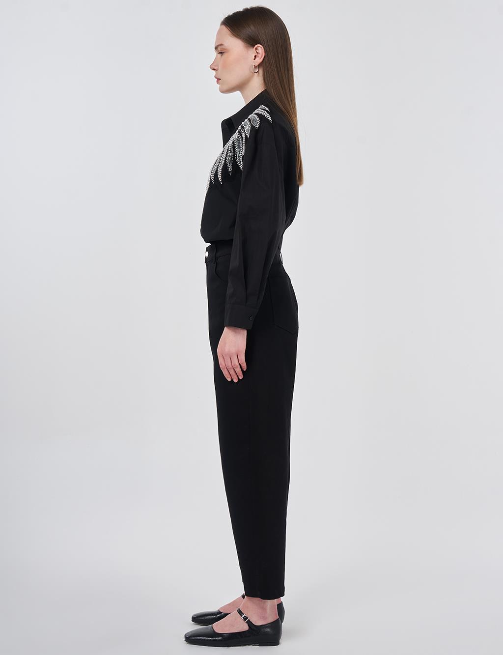 Carrot Fit Trousers Black 