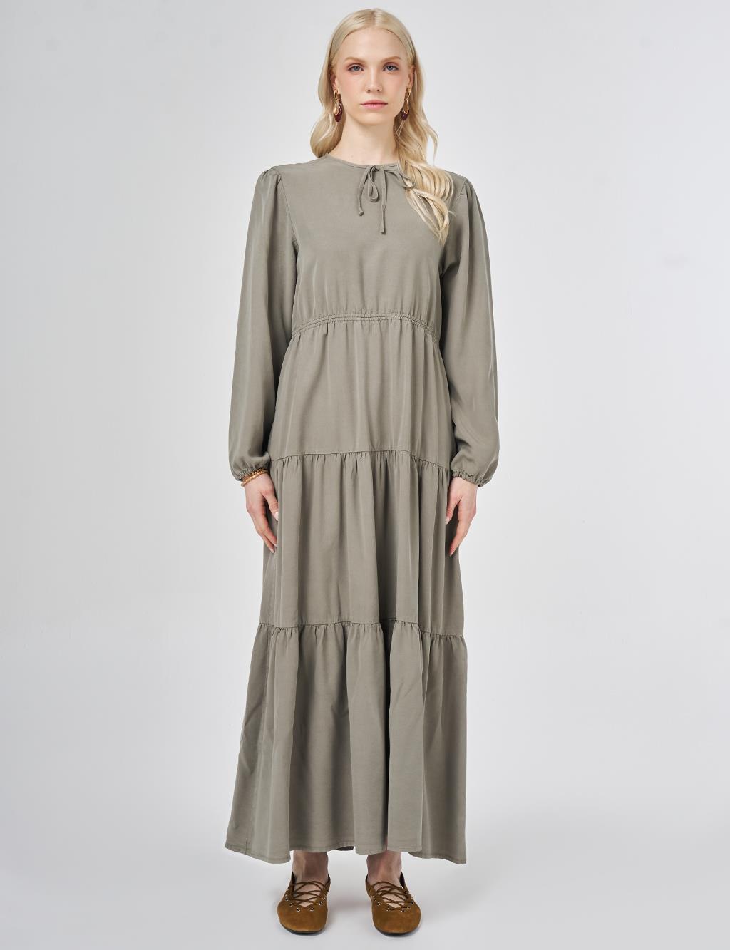 100% Lyocell Waist Detail Maxi Dress Khaki