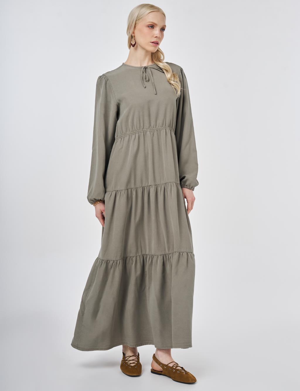 100% Lyocell Waist Detail Maxi Dress Khaki