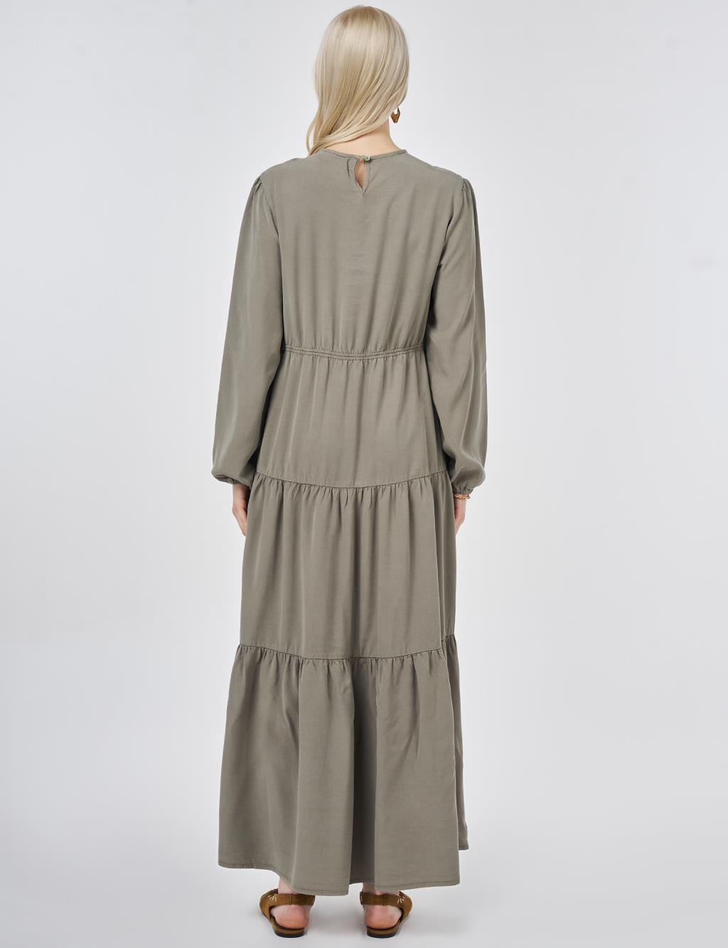 100% Lyocell Waist Detail Maxi Dress Khaki
