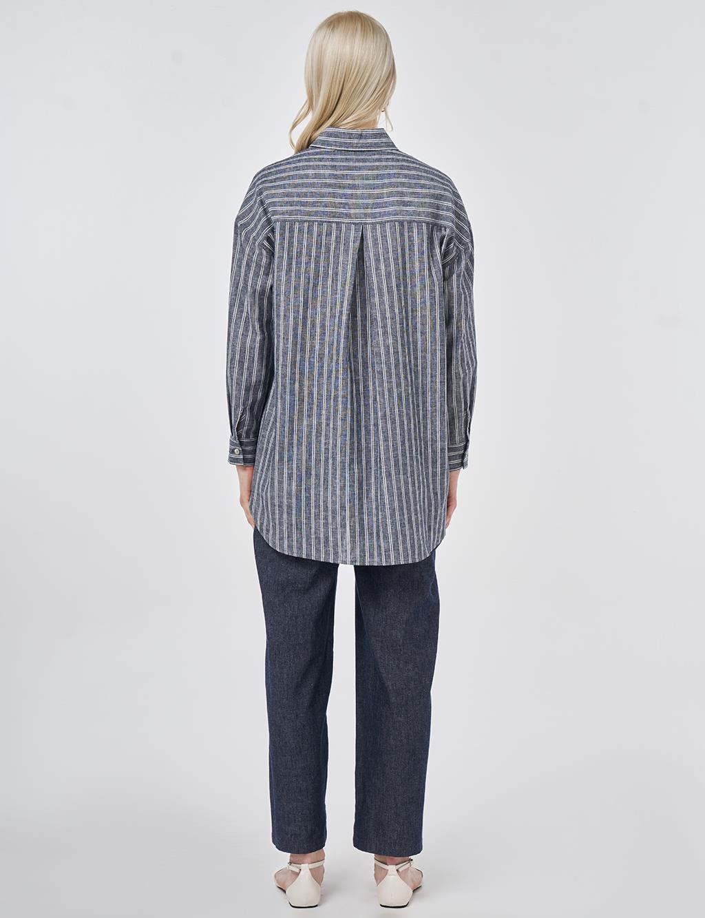 Striped Cotton Linen Tunic Mink