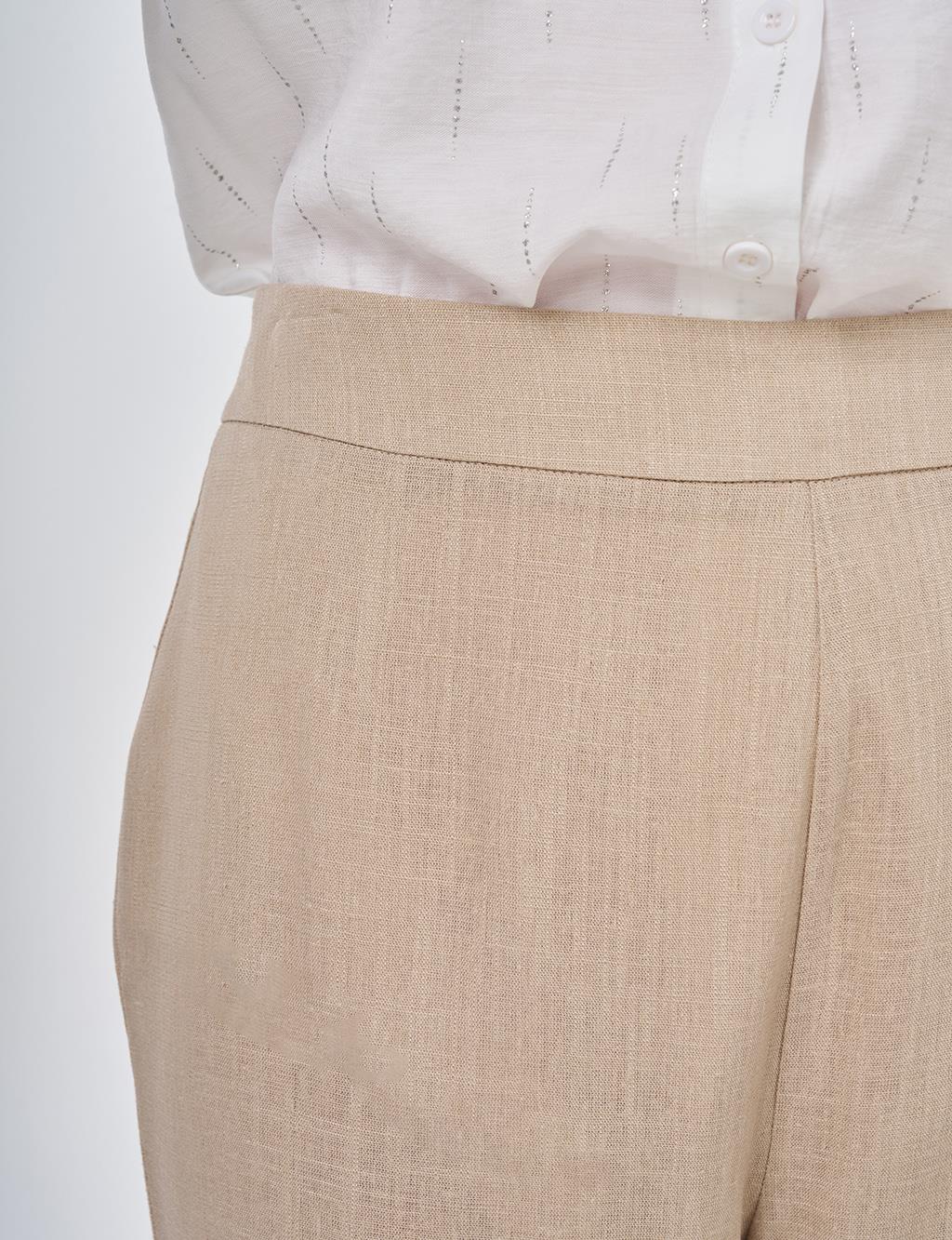 Flared Linen Trousers Mink 