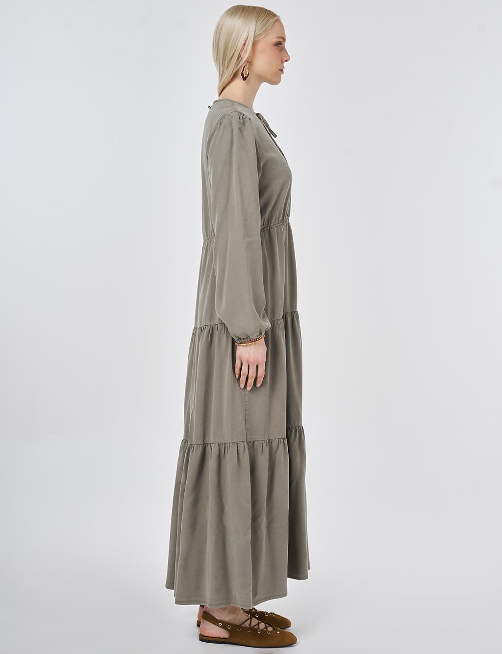 100% Lyocell Waist Detail Maxi Dress Khaki