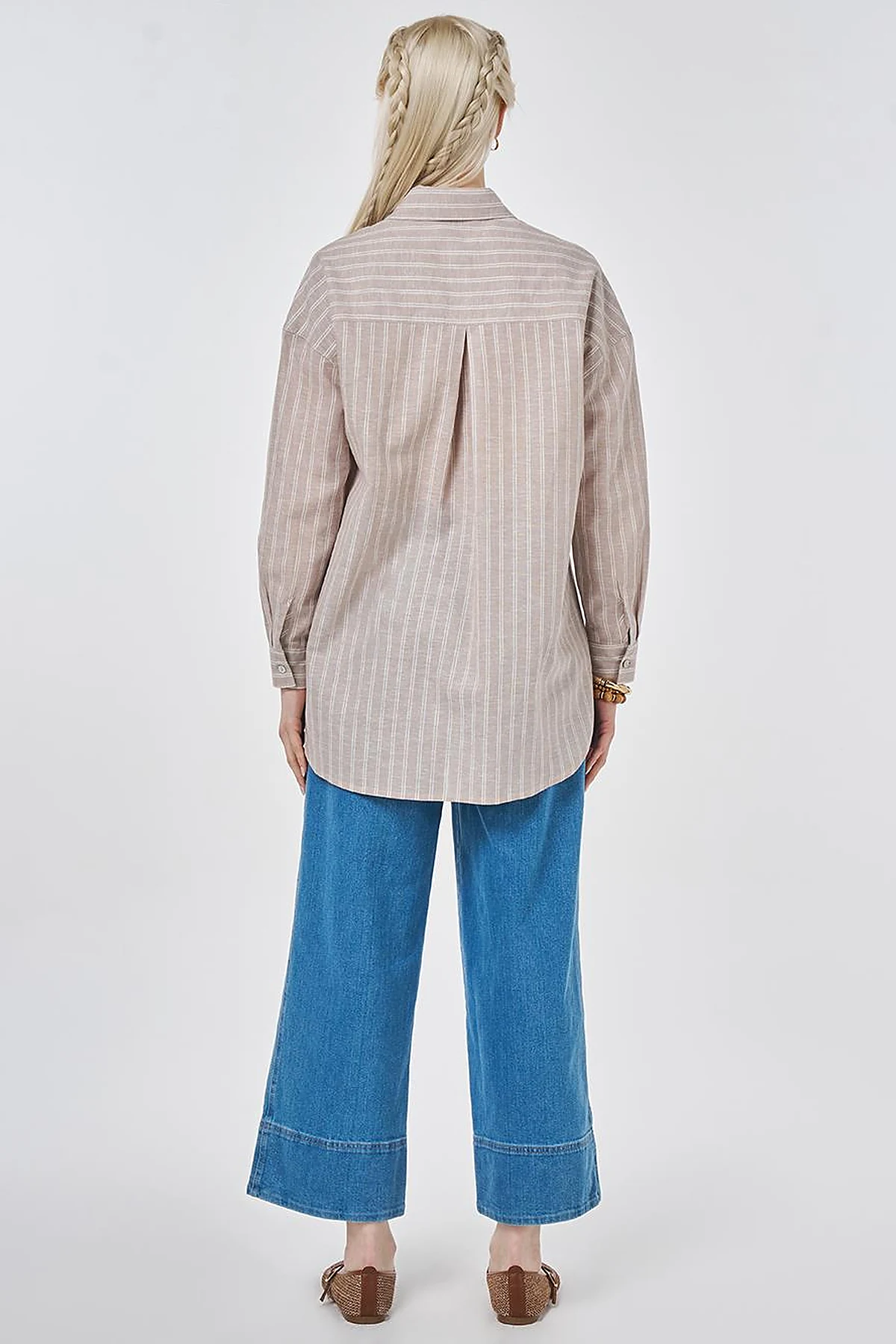 Striped Cotton Linen Tunic Mink