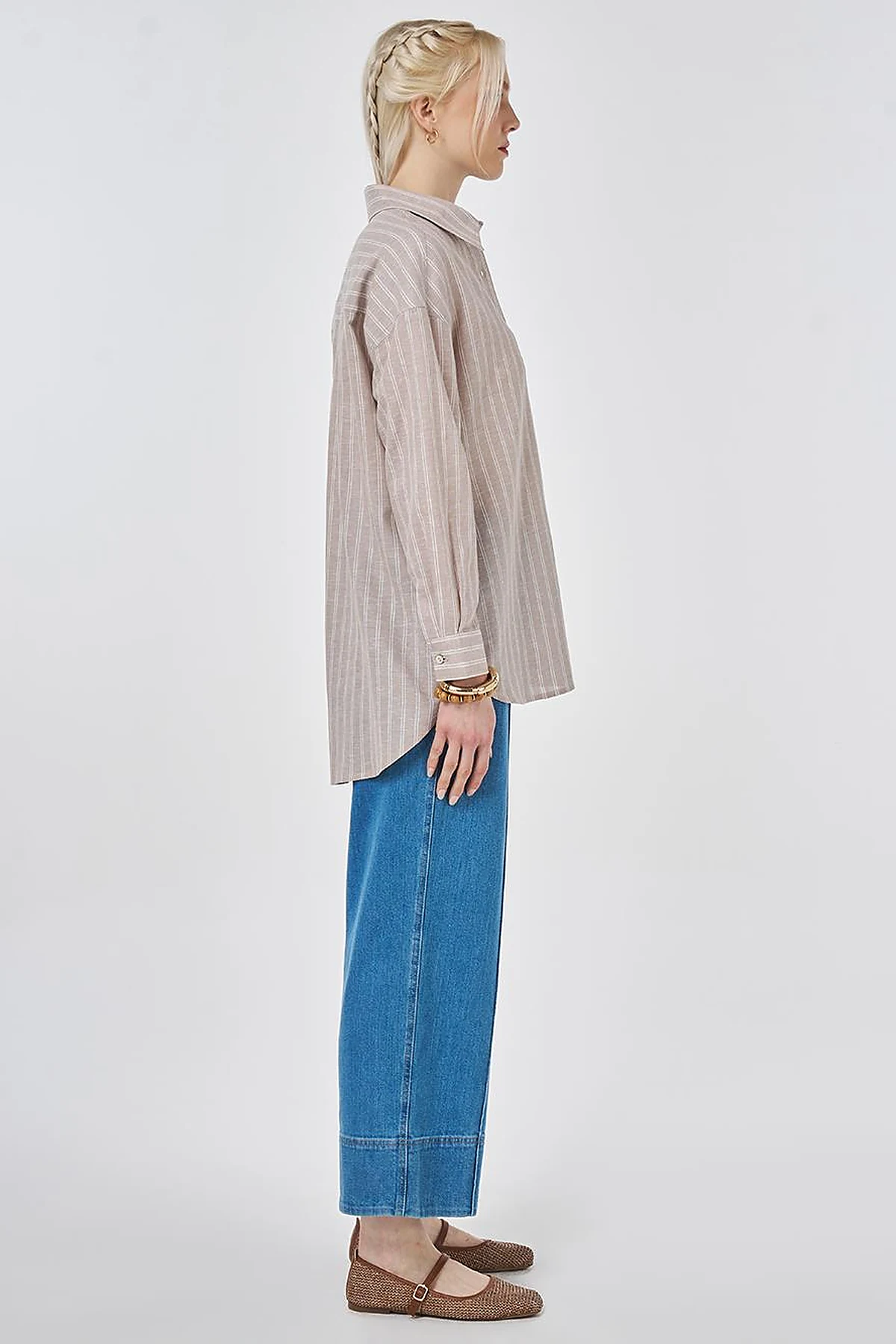 Striped Cotton Linen Tunic Mink