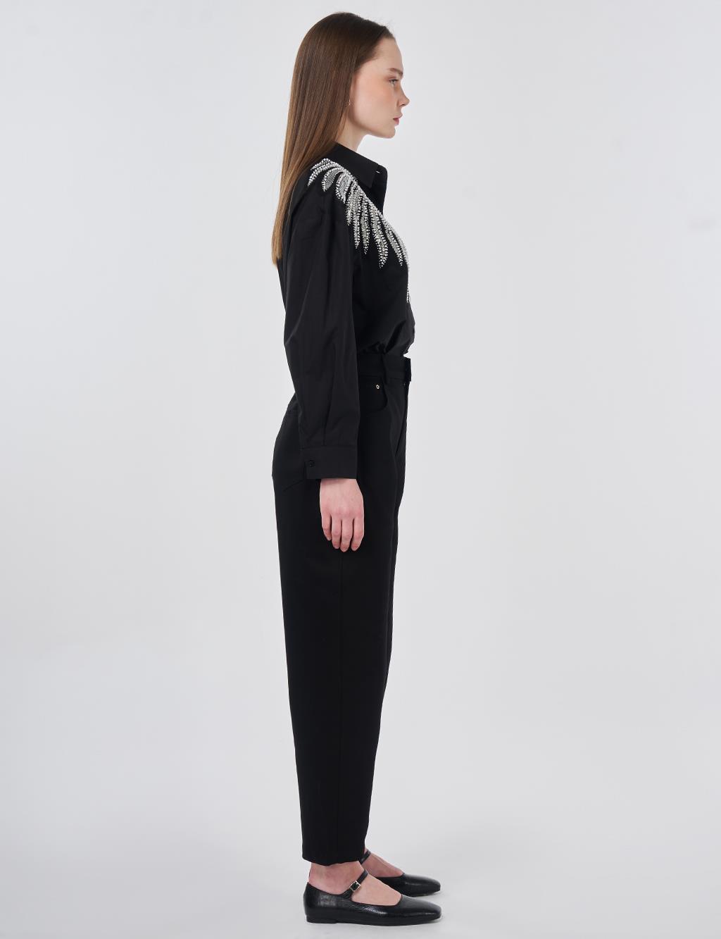 Carrot Fit Trousers Black 