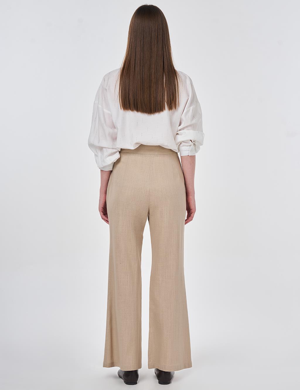 Flared Linen Trousers Mink 