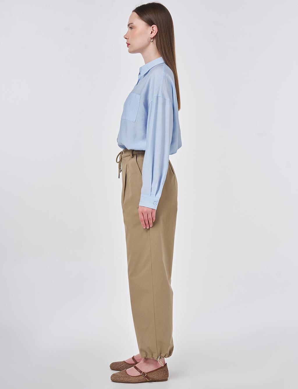 High Waist Cargo Pocket Trousers Dark Brown