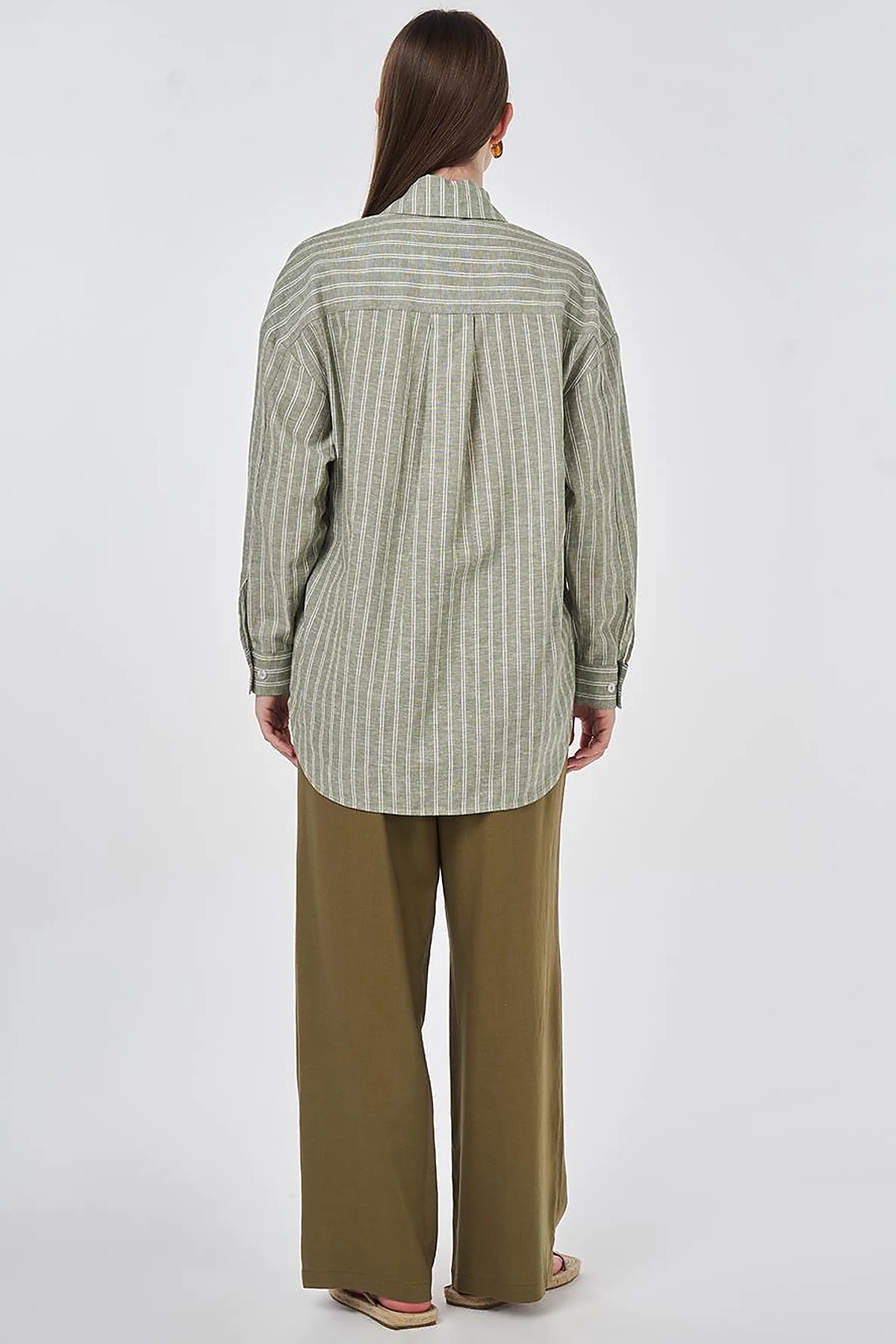 Single-Pocket Cotton Linen Tunic Khaki
