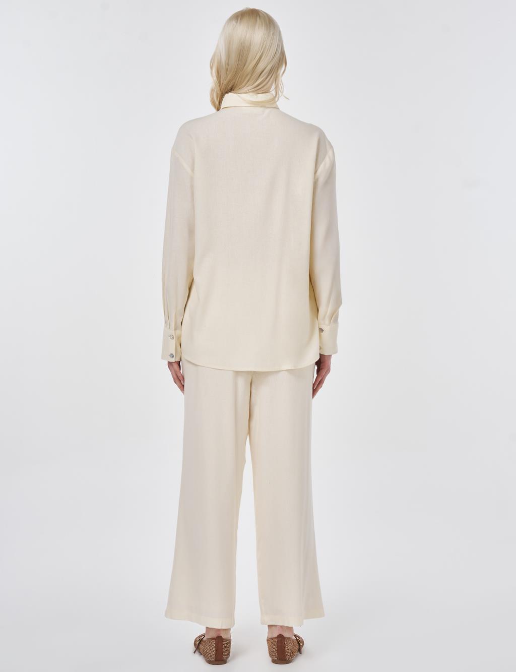 Linen Viscose Two-Piece Set – Ecru 