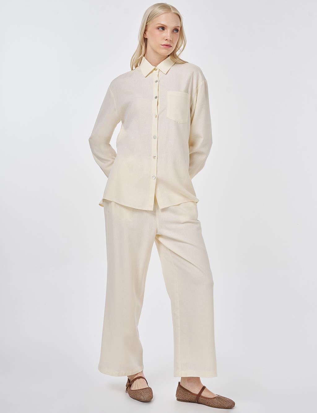 Linen Viscose Two-Piece Set – Ecru 