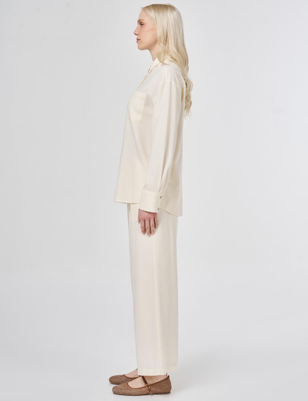 Linen Viscose Two-Piece Set – Ecru 