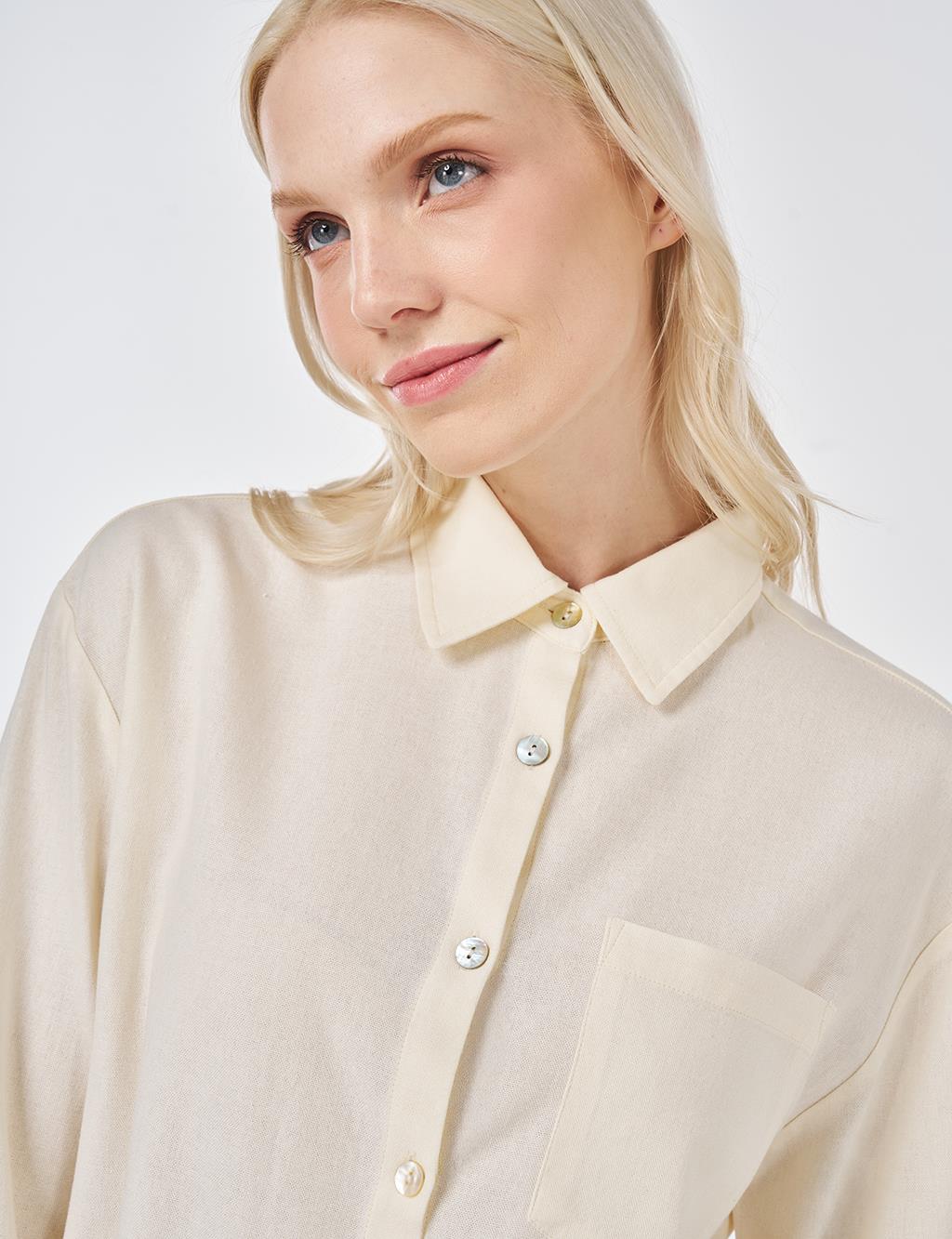 Linen Viscose Two-Piece Set – Ecru 