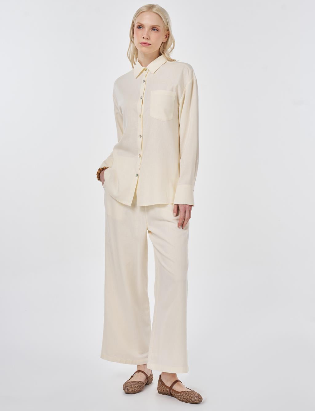 Linen Viscose Two-Piece Set – Ecru 