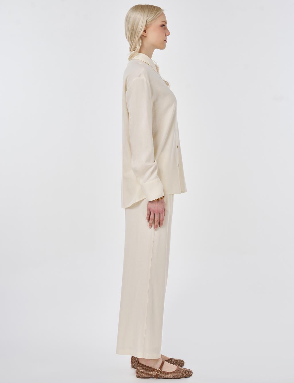 Linen Viscose Two-Piece Set – Ecru 