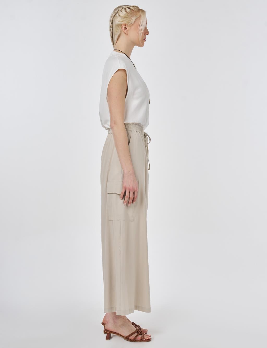 Cargo Pocket Rayon Skirt – Stone