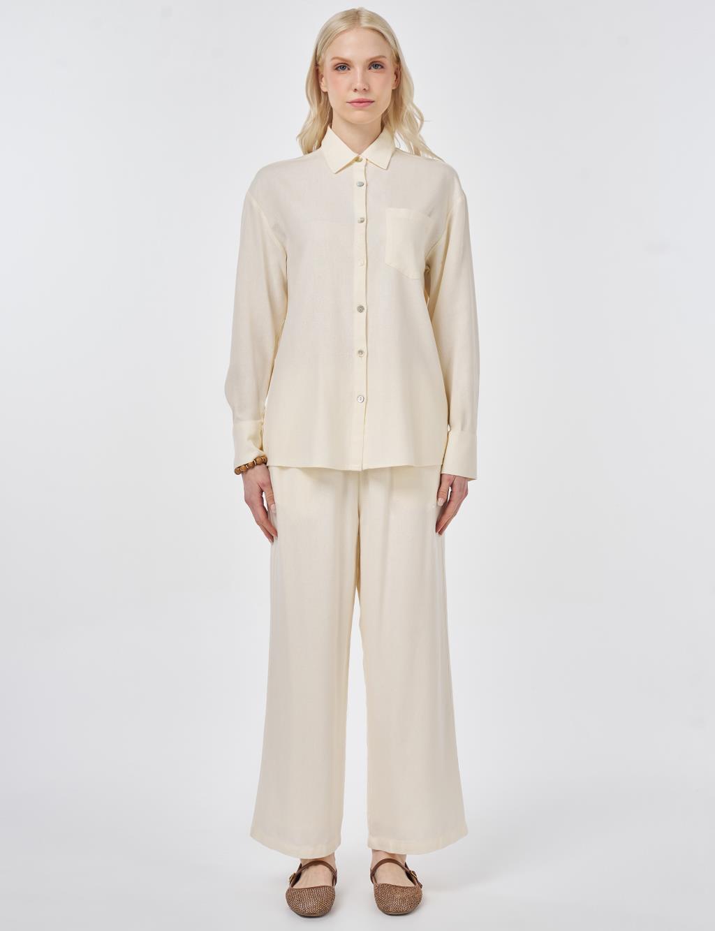 Linen Viscose Two-Piece Set – Ecru 