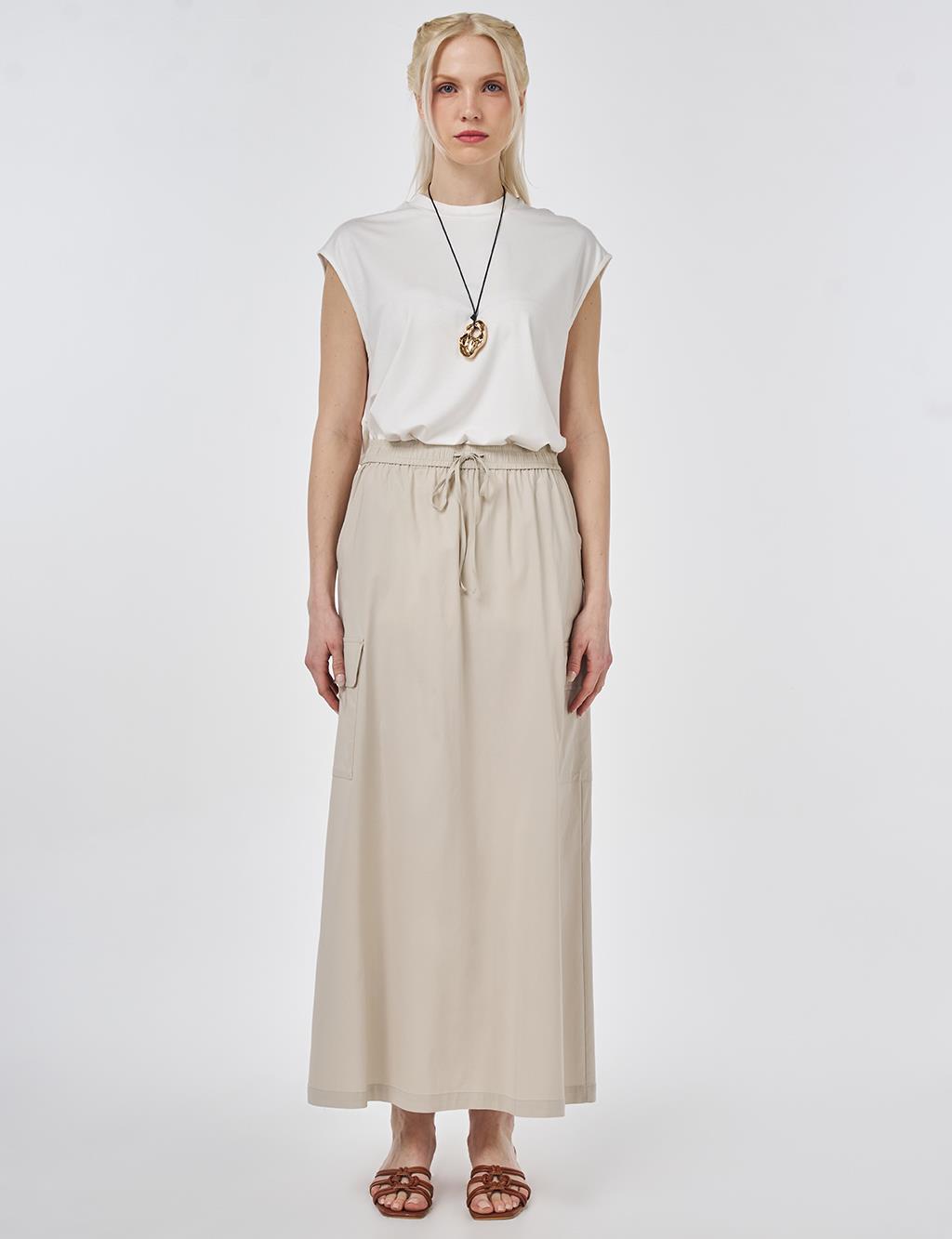 Cargo Pocket Rayon Skirt – Stone