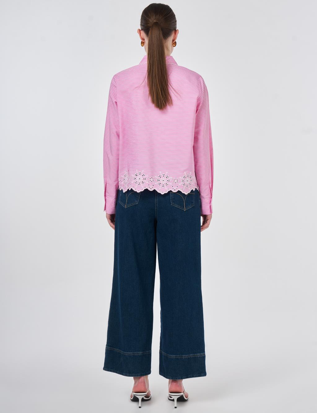 Laser-Cut Cotton Blouse – Pink 