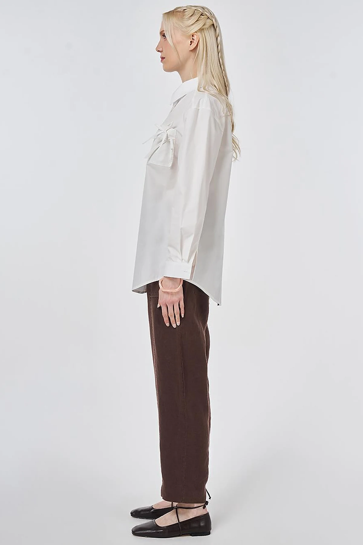100% Cotton Bow-Detail Blouse Optic White