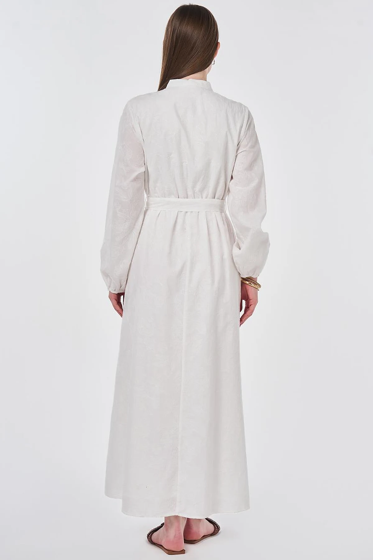100% Cotton Embroidered Dress, Ecru