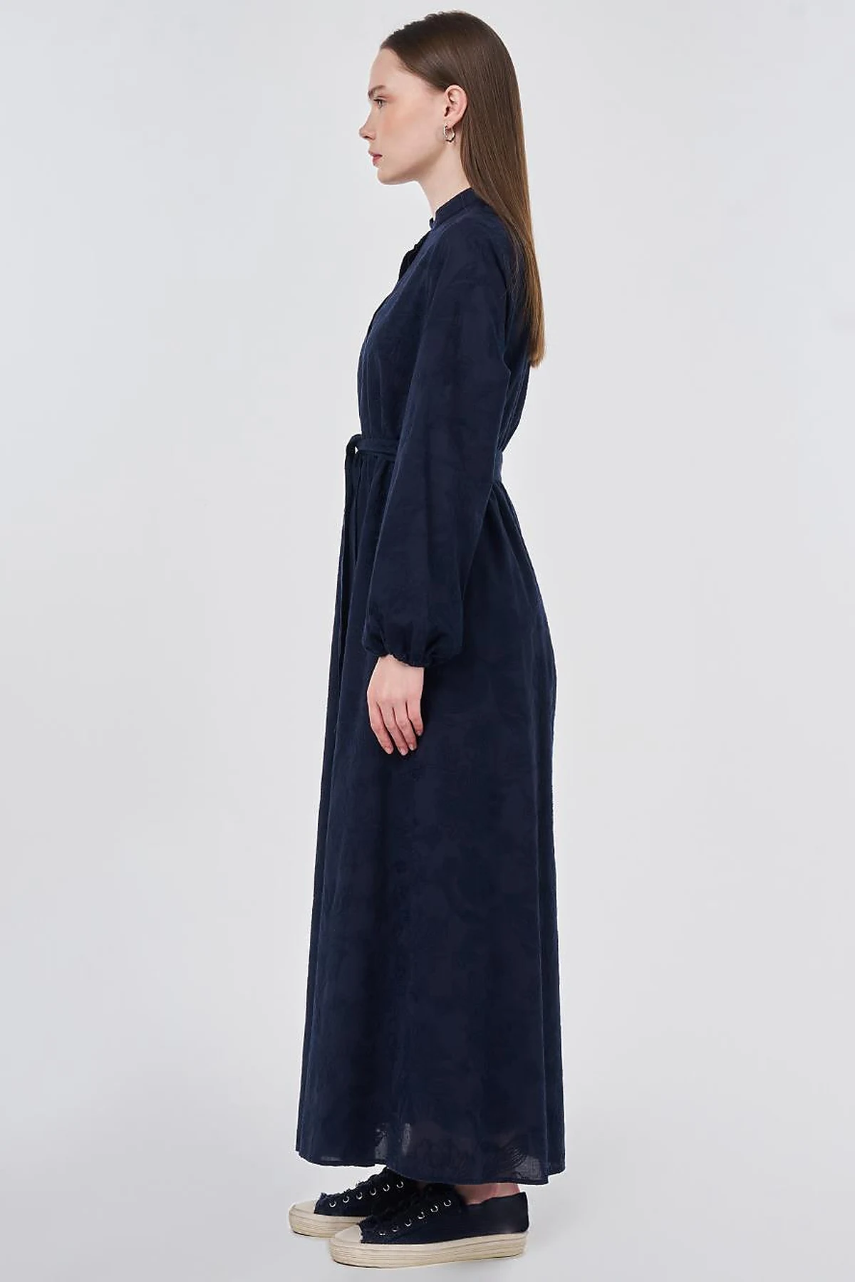 100% Cotton Embroidered Dress, Dark Navy
