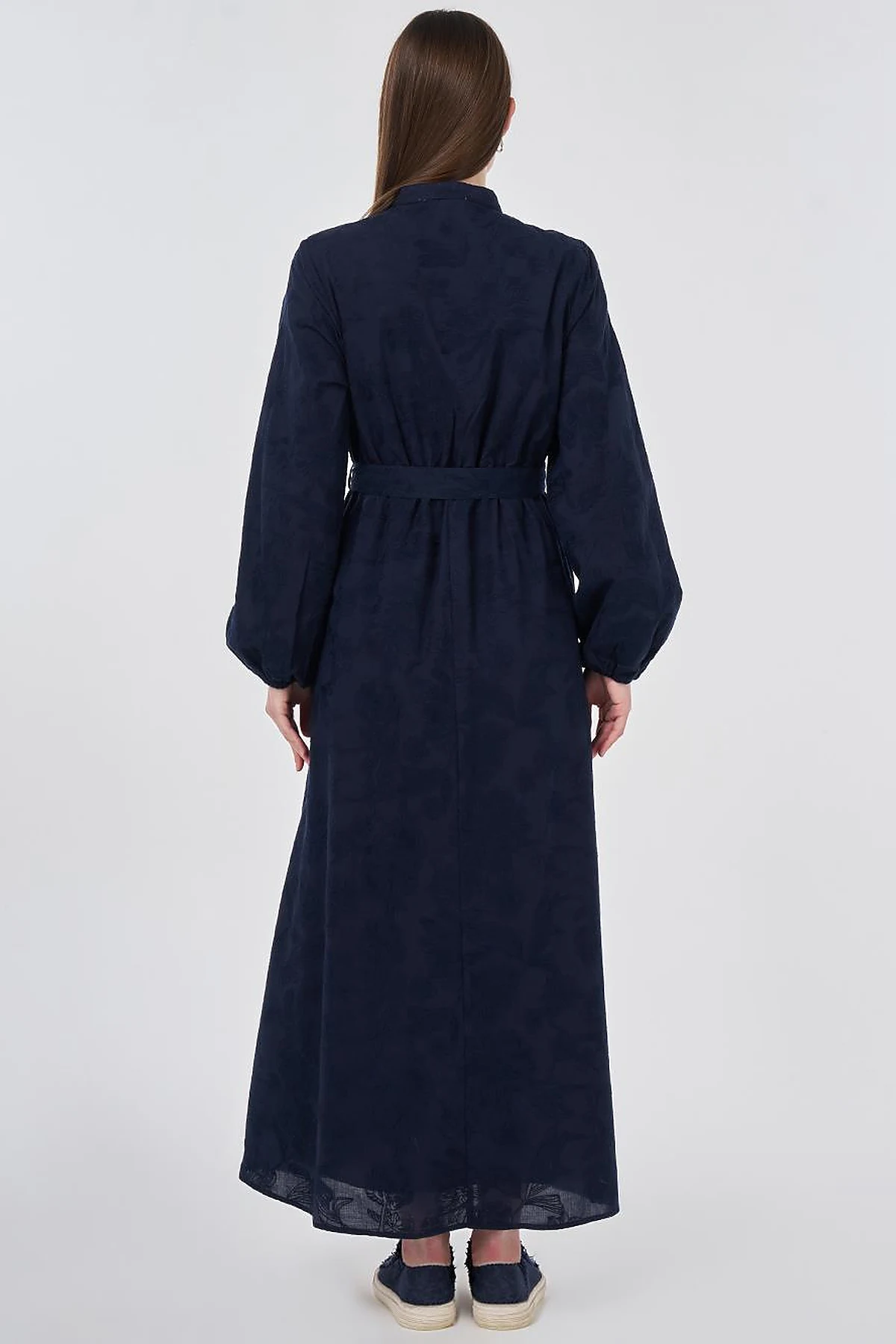100% Cotton Embroidered Dress, Dark Navy