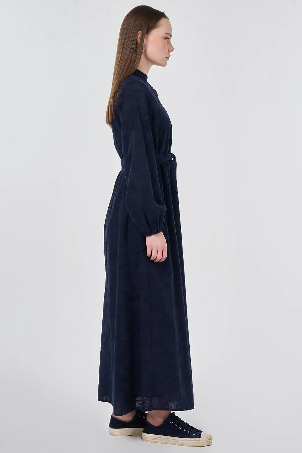 100% Cotton Embroidered Dress, Dark Navy
