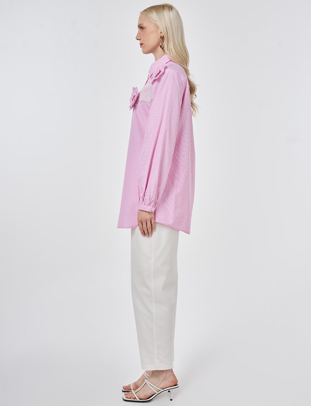 Lace-Trimmed Cotton-Viscose Tunic Candy Pink