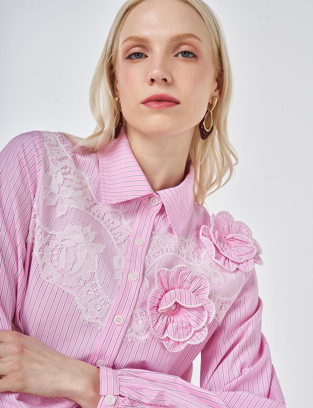 Lace-Trimmed Cotton-Viscose Tunic Candy Pink