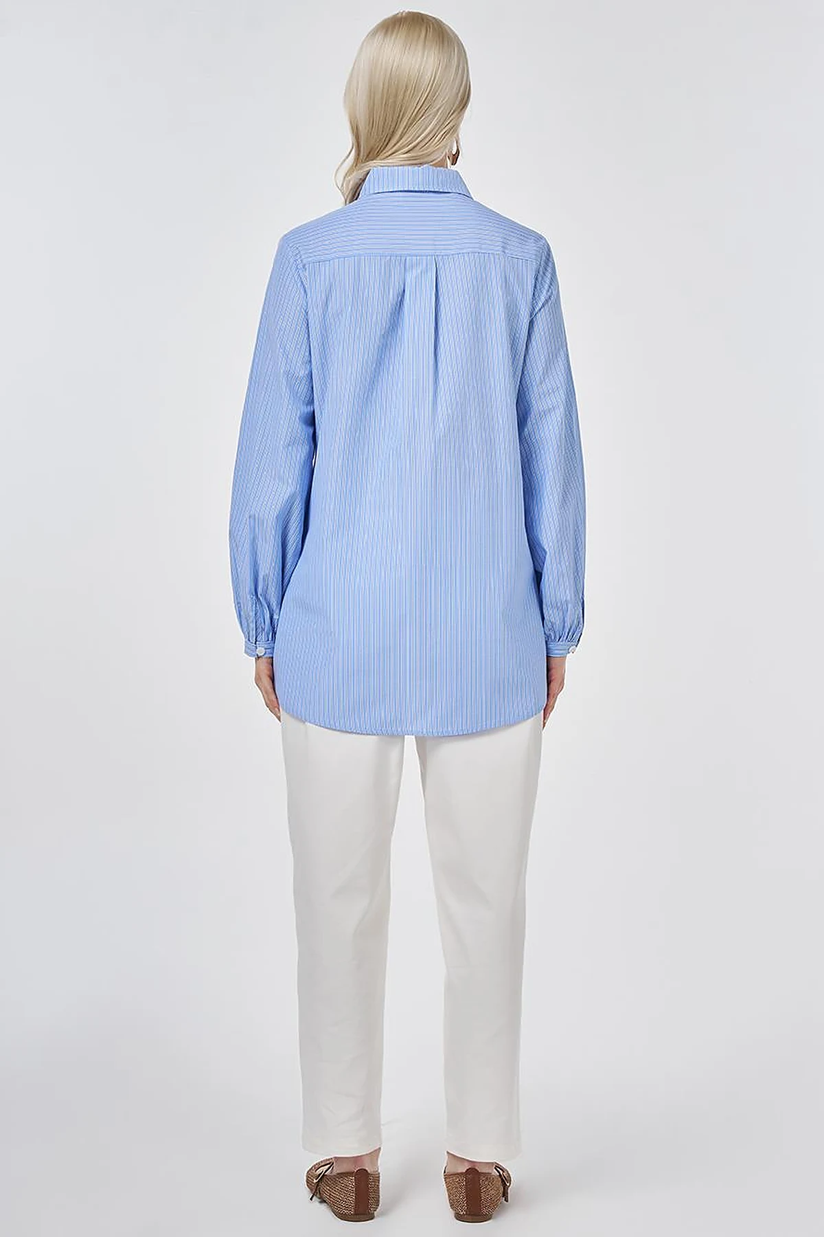 Lace-Trimmed Cotton-Viscose Tunic Light Aviator Blue