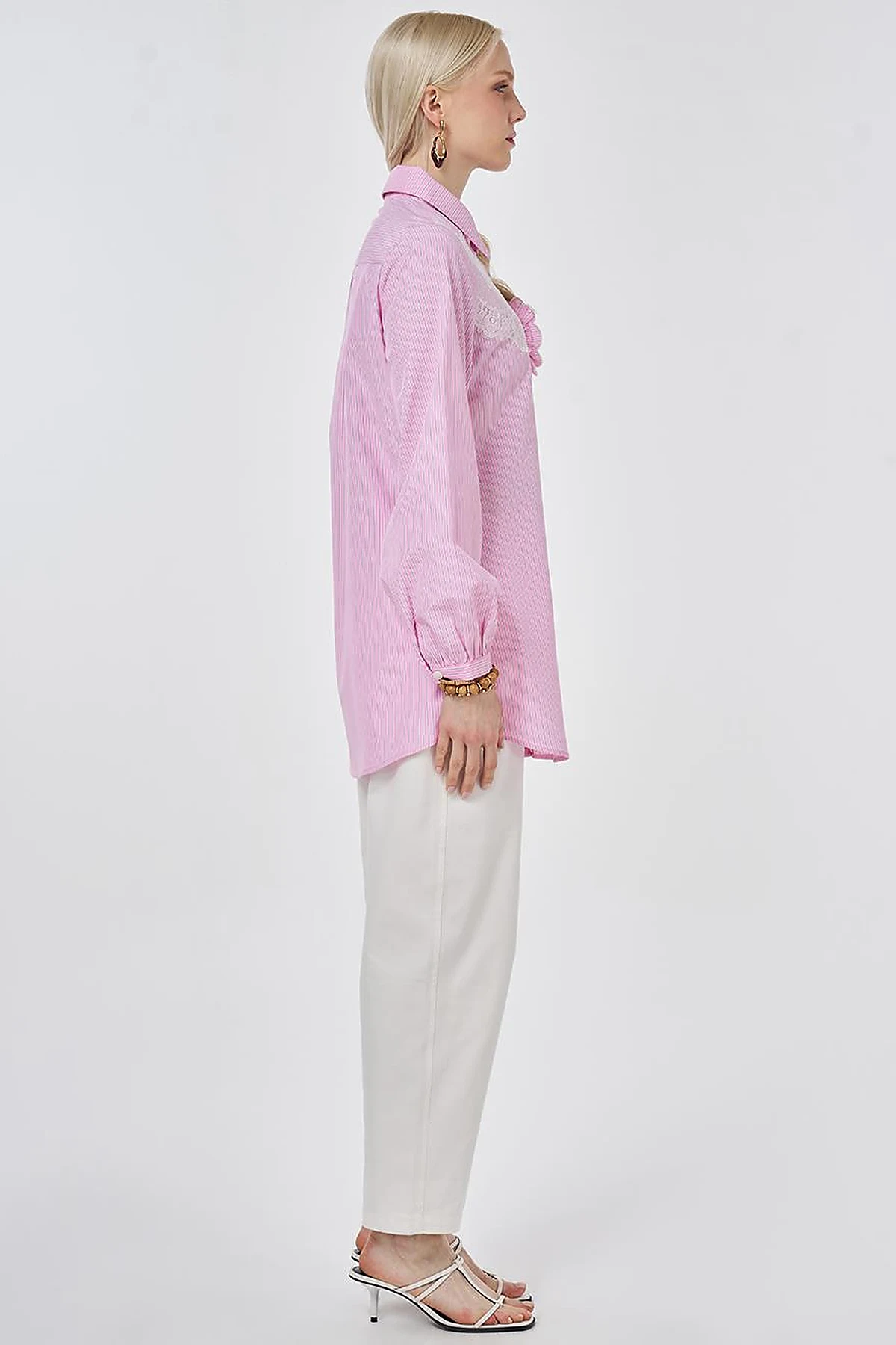 Lace-Trimmed Cotton-Viscose Tunic Candy Pink