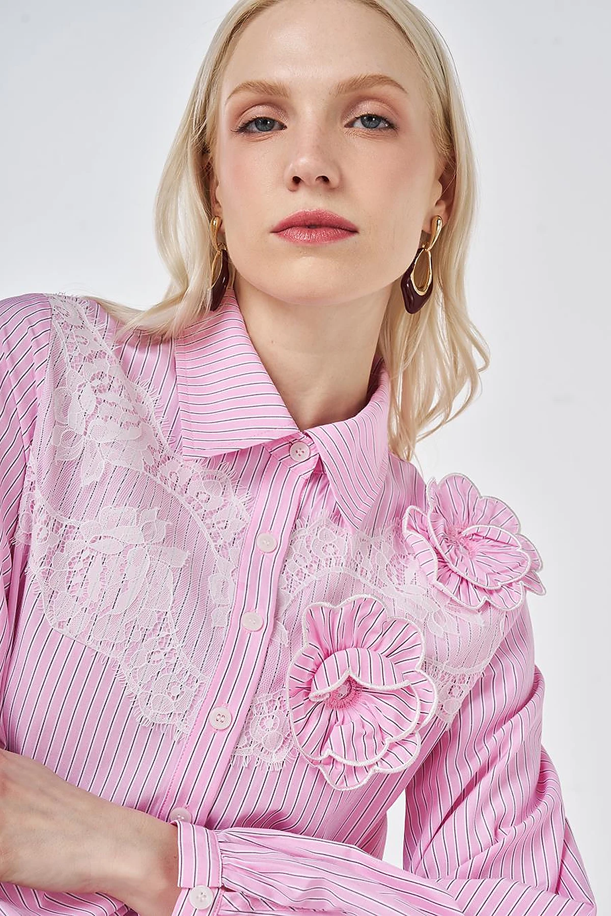 Lace-Trimmed Cotton-Viscose Tunic Candy Pink