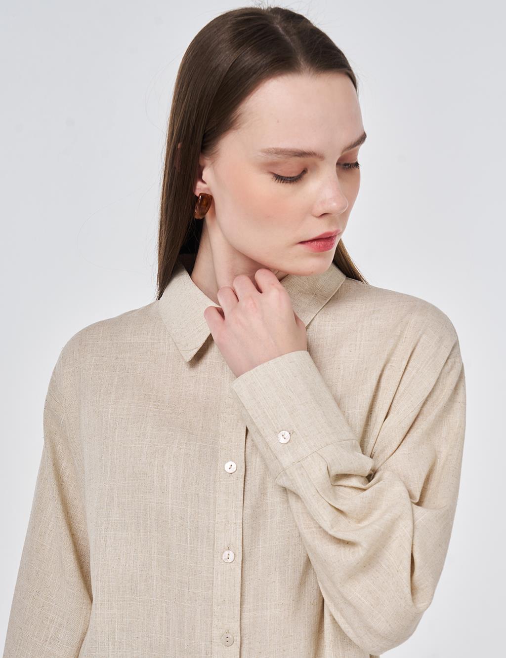 Linen Viscose Long Tunic, Stone