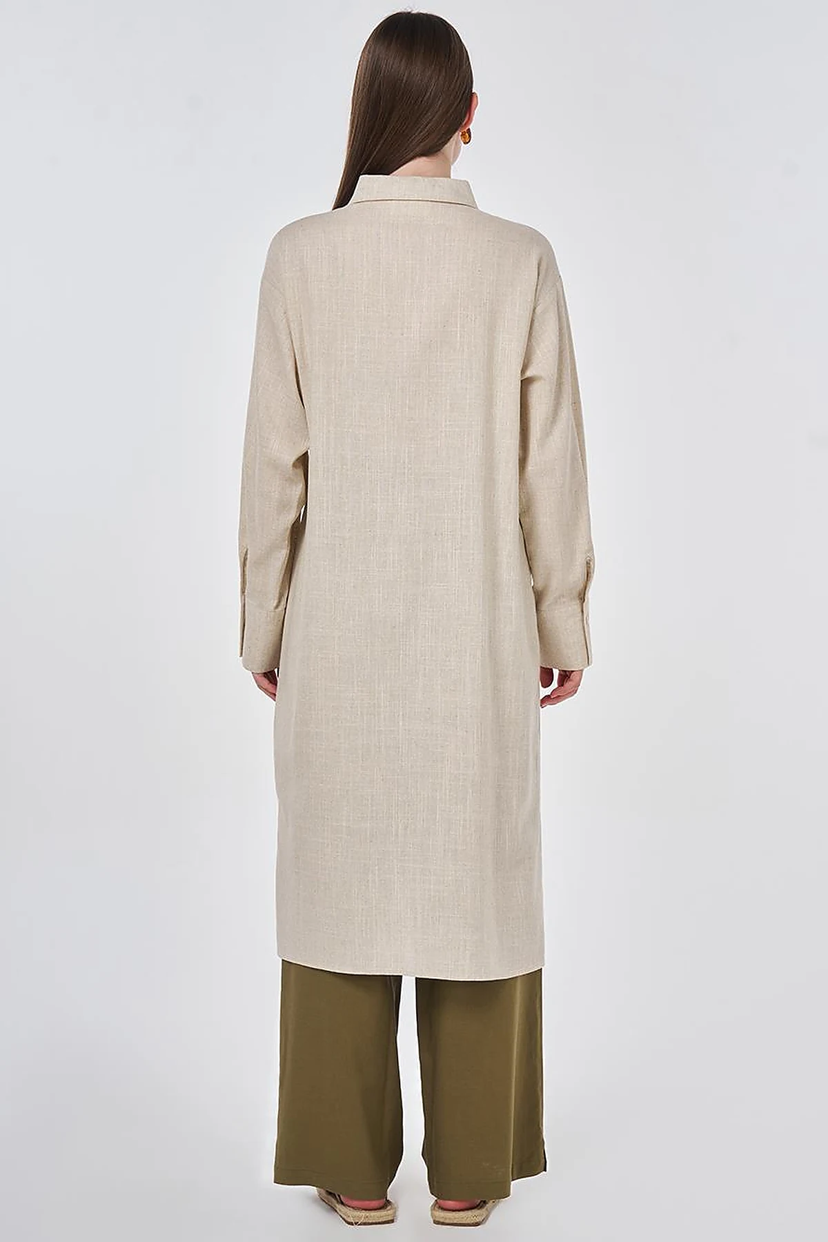 Linen Viscose Long Tunic, Stone
